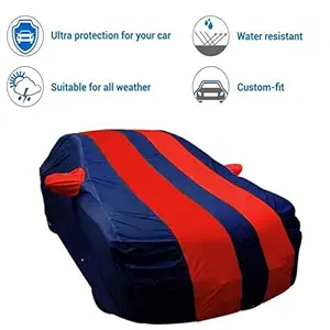 PYTHERA Water Resistant Dustproof 4x4 Imported Car Body Cover with Mirror Pocket for Tata Nexon XE Diesel (Stripe Red)