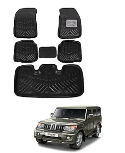 Auto Hub 3D Car Floor Mats, Foot Mat Compatible for Mahindra Bolero (All Model) - Black, EVA Plastic