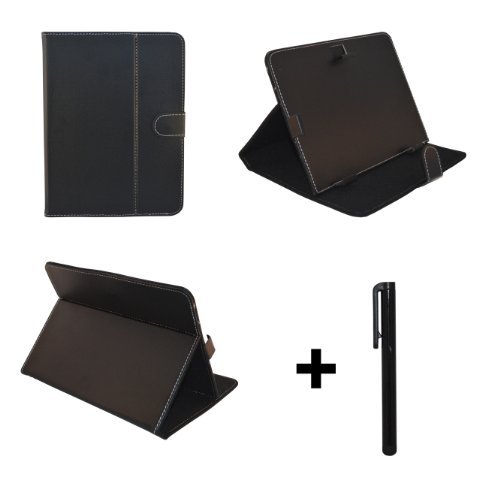 Schwarz PU Lederner Tasche Case Hülle für Acer Iconia A701 10.1" 10.1 Zoll Inch Tablet-PC + Stylus Stift (schutztasche / decken / cover / stehen)