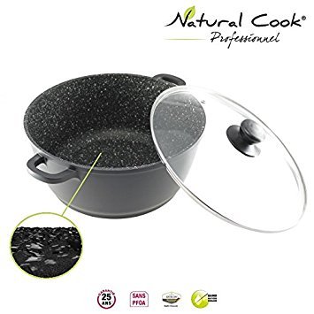 Faitout en pierre granité et céramique - tous feux dont induction - Natural Cook Professionnel (28 cm)