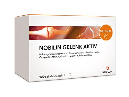 Preisvergleich Produktbild NOBILIN GELENK AKTIV - Glucosamin Chondroitin Kapseln, 4-Monatsvorrat, Glucosaminsulfat Pulver mit Omega-3 & Vitamin C, Gelenkkapseln bei Gelenkschmerzen