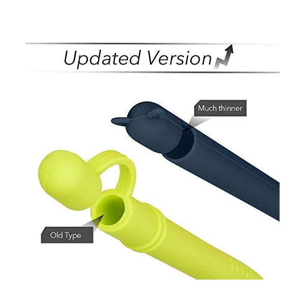 Silikon Hülle für Apple Pencil Premium Case Cover Holder Halter Zubehör für iPad Pro 9.7/10.5/12.9, Schön Weicher Stift Grip Griff mit Ladekappe Kappe und 2 Pen Spitze Schutzhülle – Bild 3