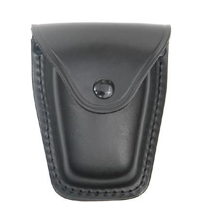 Ledertasche für Handschellen, schwarzes Lederetui mit Druckknopfverschluss und Gürtelbefestigung