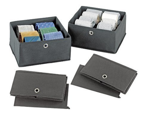 WENKO 4260030100 Schubladenorganizer Libertà - zusammenfaltbar, Polypropylen, 28 x 13 x 28 cm, Grau, 2er Set