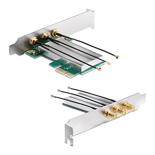 adaptare 49006 Adapter-Karte Mini-PCIe-WLAN-Modul aus Notebook in PCIe x1-Mainboard-Slot mit Slotblech und 3 externen Antennen - 5