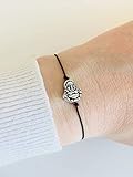  KAAYAH Damen-Armband mit Textil-Armband verstellbar und silbernem Buddha Charm Freundschafts-Armband
