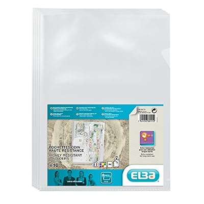 Elba 10 Pochettes-coin Haute Résistance A4 en PVC Incolore