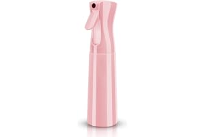 Arabest Hair Spray Bottle, 300ml Continuous Sprayer, Fine Mist Pressurized Mister with Pump Empty Plastic Refillable Water Squirt Bottle for Salon Curly Hair Cleaning Flower Garden Travel (Pink)
