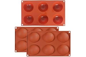 REYOK 3 pezzi stampi in silicone a cupola a grande emisfero a 6 fori, 6 stampi da forno rotondi in silicone con semisfera a 6 fori per torta, sapone, cioccolato, gelatina, pane, budino, muffin