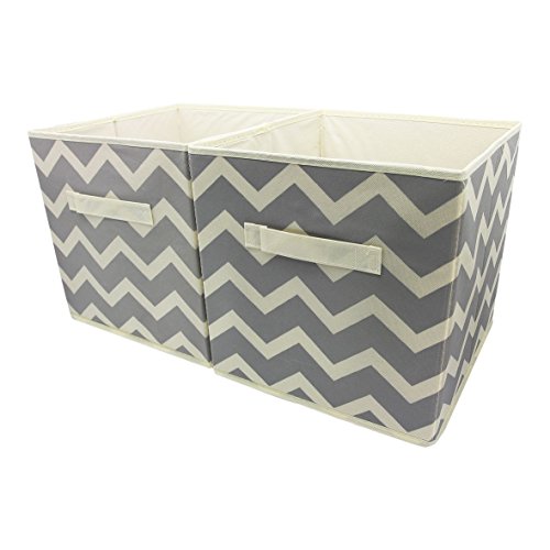 Mooin Joinin2XFoldable Square Fabric/Canvas Storage Box Shelf CollapsibleTidy Organizer (Grey)