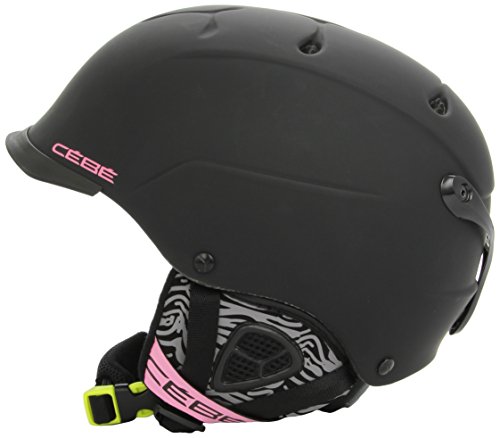 Cébé Contest Visor - Casco de esquí, color negro/ rosa mate (matt black pink zebra), talla 52 - 55 cm - Cébé