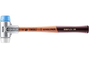 HALDER Simplex 3117.030 - Martillo (TPE-soft y superplástico, carcasa de aluminio y mango de madera de alta calidad, diámetro de 30 mm)