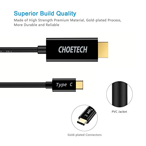 USB Typ C auf HDMI Kabel (10ft/3m), CHOETECH USB 3.1 Typ C (Thunderbolt 3 kompatibel) zu HDMI 4K&30Hz Kabel für Samsung Galaxy S8 / S8 Plus, 2016 MacBook Pro, 2015 MacBook, ChromeBook Pixel und mehr - 3