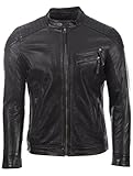 Chaqueta de cuero auténtico 100% muy suave de caballero de estilo motorista