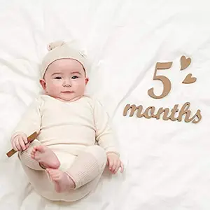 MY LITTLE J Wooden Milestones Wood Newborn Photography Prop Letter Decoration Backdrop (1 Set of 25 Markers)