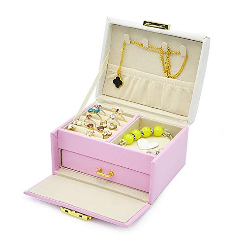 Preisvergleich Produktbild WG Haushalt aufbewahrungsbox massivholz schmuckschatulle / 2 Schichten Ring Halskette Finishing mit Schloss / optional Farbe / 13 * 10 * 9 cm täglichen bedarfs,A,13 * 10 * 9CM