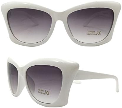 High Quality Women's Ladies Trendy Cute Cat Eye Vintage Retro Outdoor Sunglasses/Shades Available in Black, Brown, Red, White &amp; Leopard Colors (White)