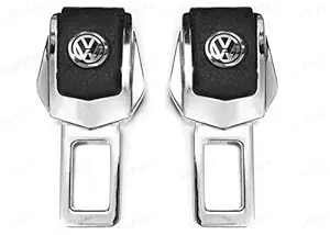 CARIZO Car Seat Belt Clip | Universal Car Seat Belt | Silencer Metal Tongue | Seat Belt Buckle | Auto Metal Seat | Pack of 2 | Black and Chrome | Compatible with Volkswagen