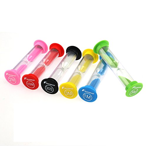 Foxnovo Sanduhren-Set, verschiedene Zeitintervalle, 30 Sekunden/1 Minute/2 Minuten/3 Minuten/5 Minuten/10 Minuten, 6 Stück - 4