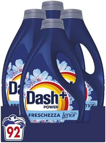 Dash Power Detersivo Liquido Lavatrice, 92 Lavaggi (4x23), Freschezza Di Lenor, Risveglio Primaverile, rimuove addirittura gli odori di sudore vecchi di 7 giorni, per una pulizia impeccabile