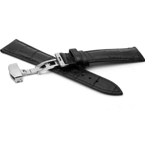 Schwarz Uhr Band Uhrenarmband Uhrenband PU Leder Edelstahl 22mm fr Ersatz DIY Schwarz Uhr Band Uhrenarmband Uhrenband PU Leder Edelstahl 22mm fr Ersatz DIY