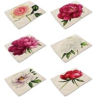 Artículos y equipo de servicio para la restauración PatTheMat Mantel Individual Conjunto De 6 Algod&oacute;n Y Lino Tejido Mezclado Rectangular Antideslizante Resistente Al Calor Trapo Impresi&oacute;n Creativa El Rosa Y El Rojo De Las Flores Y Mariposas