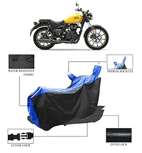 ROMEIZ Bike Cover For Royal Enfield Meteor 350 NEW BS6 Cover With Water Resistant & Dust Proof Premium Polyester Fabric (Royal Blue Dual Tone) - A Perfect Bike cover For Royal Enfield Meteor 350 NEW BS6