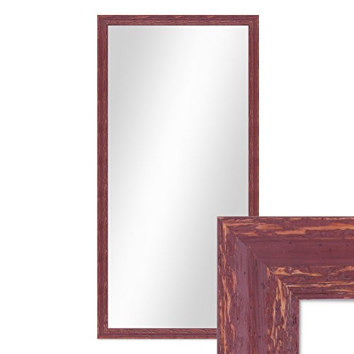 Wand-Spiegel 56x106 cm im Holzrahmen Rot-Braun Shabby-Chic Vintage / Spiegelfläche 50x100 cm