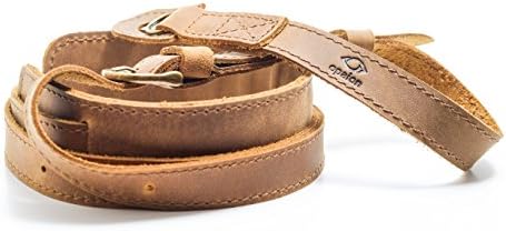 Premium camera strap (brown) - handmade shoulder strap made from the finest Soft-Touch cow leather, length adjustable from 95 cm to 135 cm - fits as accessories for many cameras from Fuji, Leica, Olympus, Sony, Panasonic, Sigma and more - by opaion