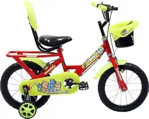 BSA Kids Trin Trin 14T Bike Training Wheel Basket Cycle TubeLess Tyre Bicycle, Red Girls Boys, Ideal for 2-5 Years