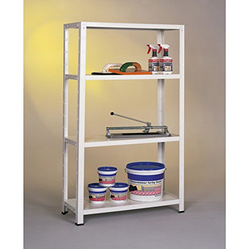 Regal Steckregal weiß Metall 190x100x40cm Regalsystem Steckregalsystem 4 Metall-Böden Traglast 280kg einfache Montage durch Stecksystem kein Verschrauben Schulte - 2