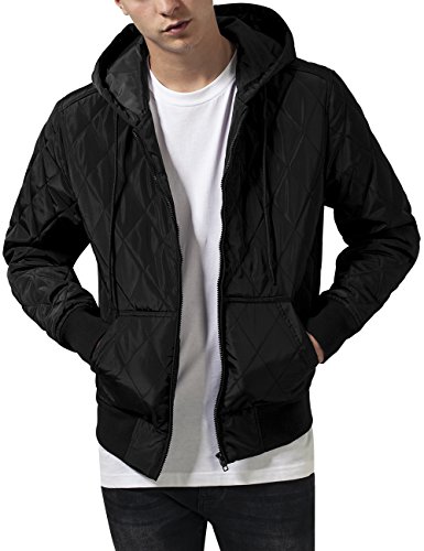 Urban Classics Herren Steppjacke Jacke Hooded Big Diamond Quilt Jacket, Gr. X-Large, Schwarz (black 7)