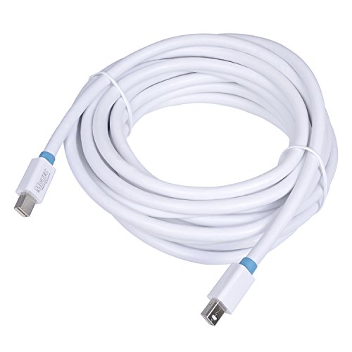 MutecPower 2 Stück von 5 meter Mini DisplayPort (DP) männlich auf Mini DisplayPort (DP) männlich Kabel – 4K Ultra HD – Weiß – 5m Mit 2 Kabelbinder - 2