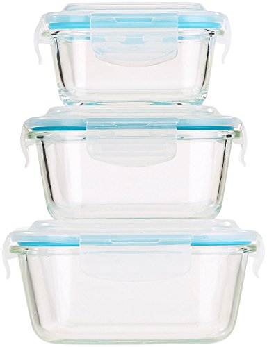 Rosenstein & Söhne 5in1 Glas Frischhaltedosen Set, 6 tlg., Clip-Deckel, -40 bis +400 C°