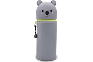 GDFJBG Trousse Ecole 2 en1 en Silicone Souple - Kawaii Étui en Silicone Souple pour l'école, Extensible en Forme de Animal (Koala)