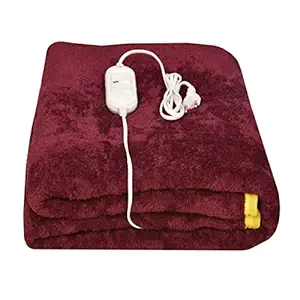 AH ARTSY HOME Winter Warm Blanket 100% Shock Proof - Kids Electric Blanket - Electric Blanket Bed Warmer (Wine, Single 30x60inch)