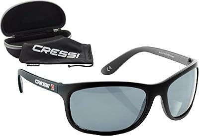 Cressi Rocker - Lunettes de Soleil Polarisées Pour homme - 100% Anti-UV Avec étui rigide - Noir/Lentilles Gris