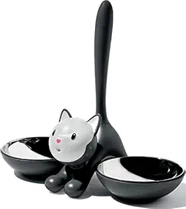 Miriam Mirri Tigrito Cat Double Bowl Color: Black