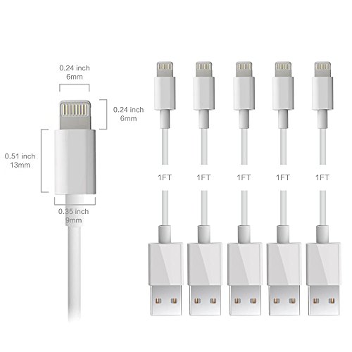 C  ble Lightning - TURATA 5 Pack 1ft C  ble vers USB Data Chargeur C  ble Chargeur iPhone pour iphone SE 6 6s 5 5S 5C  iPad 4  iPad Air 1 2  iPad Mini 1 2 3
