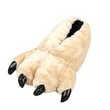  Zapatos Garras de Animal Zapatillas para Adulto Unisex Cálidas Cómodas Felpa Slippers Beige 30