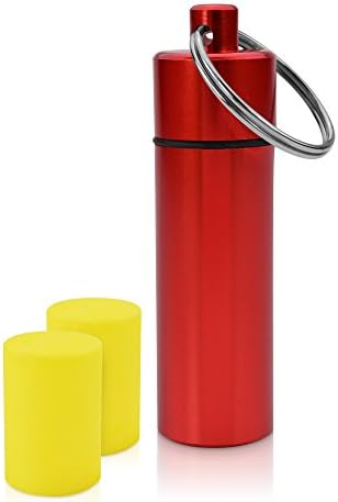 Soft Foam Earplugs for Sleeping Noise Reduction in Metal Container by The JetRest® (Red, Pack of 1)