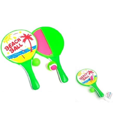 Raquettes Scratch Double Face + 4 Balles (2 Dures, 2 Molles) – Jeu De Lancer-attraper Pour Plage, Jardin, Piscine – Dès 3 Ans