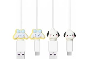 HQRKOTM Lot de 4 protege cable chargeur, motif animal, protection de câble de chargement USB, compatible iPhone/Android