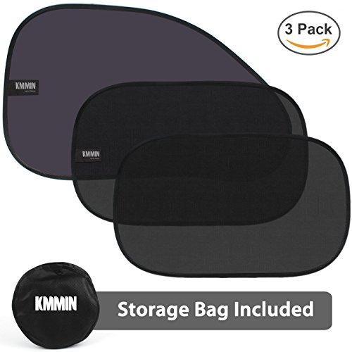 fenêtre de voiture Abat-jour, KMMIN Auto Pare-soleil pour bloquer UV Ray et protéger enfants Animaux de Compagnie avec l'installation facile et Bon refroidissement (Two 50 × 30 and One 63 × 38 CM)
