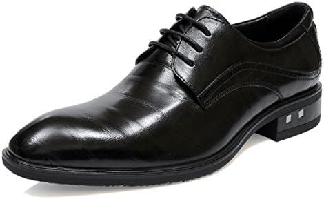 KYFW Men's Shoes Suits Leather Shoes Leather Business Casual Shoes Lace England Pointed ,Black-39