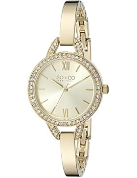 So & Co SOHO New York Damen-Quarz-Uhr mit Gold Zifferblatt Analog-Anzeige und Edelstahl Armband 5088.3