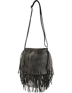 styleBREAKER Umhängetasche mit langen Fransen im coolen Ethno Style, Schultertasche, Tasche, Damen 02012113