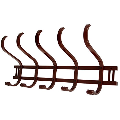 DRW Perchero Pared Madera con Cinco Ganchos Dobles(72x31x21cm),Madera
