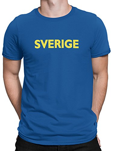 vanVerden Herren Fun T-Shirt Sverige Fußball Weltmeisterschaft 2018 WM Sieger Winner Plus Geschenkkarte, Color:Blau, Größe:4XL