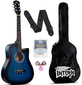 Intern INT-38C Acoustic Guitar Kit, With Bag, Strings, Pick And Strap, Blue